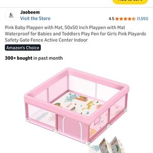 Pink Baby Playpen with Mat
